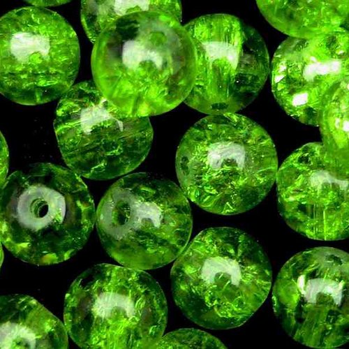 30 perles en verre craquelé - 4 mm - vert mousse - perles craquelées - rondes (pcv04vm)
