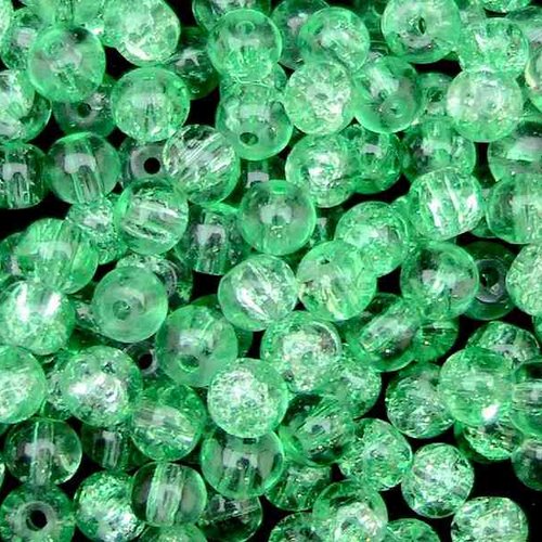 30 perles en verre craquelé - 4 mm - vert menthe - perles craquelées - rondes (pcv04vmt)
