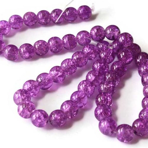 30 perles en verre craquelé - 4 mm - violet / aubergine / pourpre - perles craquelées - rondes (pcv04vi)