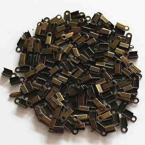30 embouts de serrage - 6 x 3 mm - bronzé ancien - embouts pour cordon - à sertir - à coller - à pincer (es06ba)
