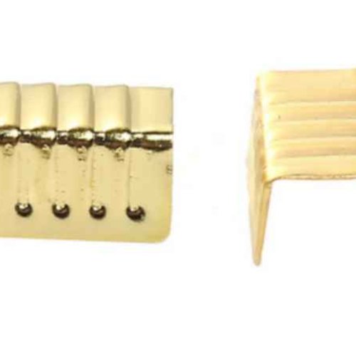 30 embouts de serrage - 8 x 4 mm - strié, à rayures - doré - embouts pour cordon - à sertir - à coller - à pincer (es08d-2)