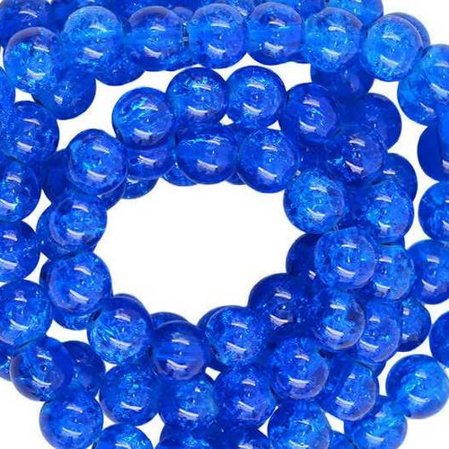 20 perles en verre craquelé - 6 mm - bleu - perles craquelées - rondes  (pcv06bl)