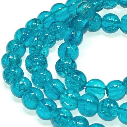 20 perles en verre craquelé - 6 mm - bleu clair - perles craquelées - rondes (pcv06blcl)