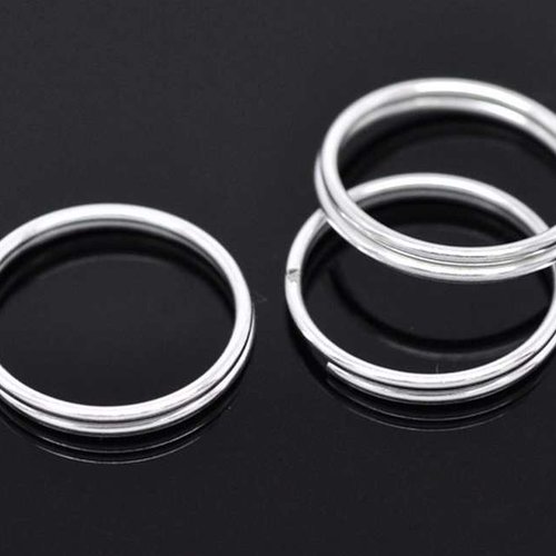 20 anneaux doubles ouverts - 16 mm - argenté - anneaux de jonction - ronds (ado16a)