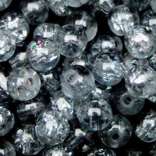 20 perles en verre craquelé - 6 mm - gris - perles craquelées - rondes (pcv06g)