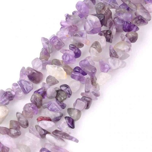 20 perles chips améthyste - 5 - 8 mm - couleur lavande / mauve / violet - pierres gemmes - quartz violet (amch-2)
