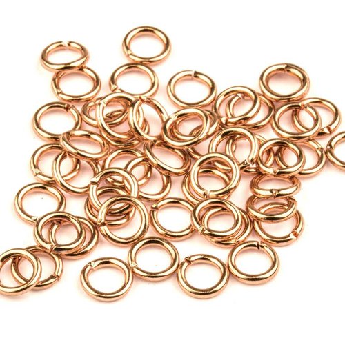 50 anneaux simples ouverts - 5 mm - doré rose - anneaux de jonction - ronds (aro05dr)