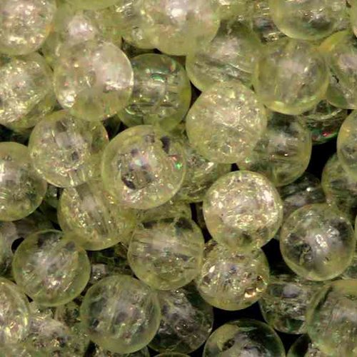 20 perles en verre craquelé - 6 mm - jaune pâle - perles craquelées - rondes (pcv06jp)