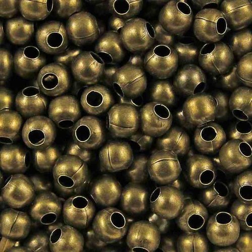 50 perles métal - 4 mm - couleur bronze ancien - intercalaires - perles métalliques - rondes (pm04ba)