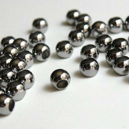 50 perles métal - 4 mm - gunmetal - intercalaires - perles métalliques - rondes (pm04gm)