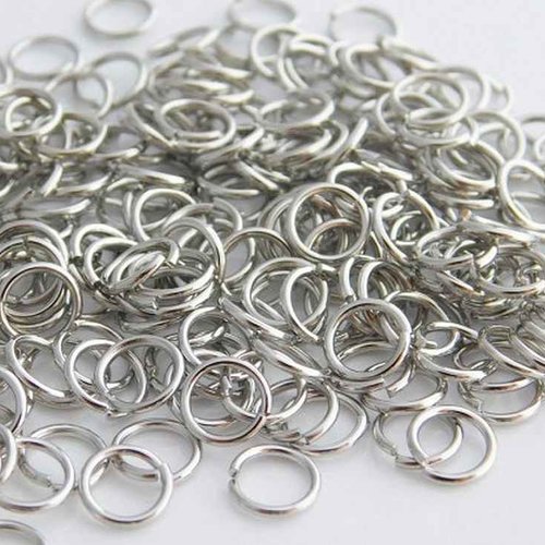 50 anneaux simples ouverts - 6 mm - couleur argent mat - anneaux de jonction - ronds (aro06am)