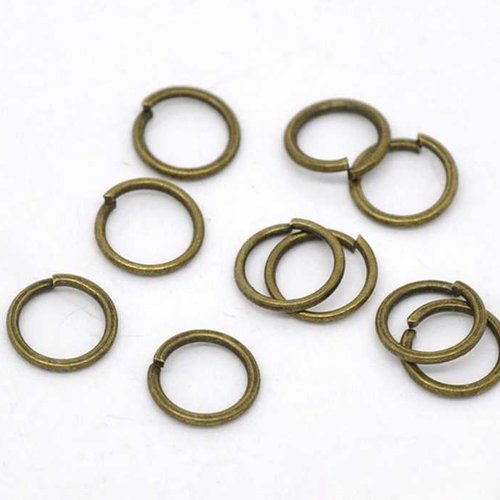100 anneaux simples ouverts - 6 mm - couleur bronze ancien - anneaux de jonction - ronds (aro06ba)