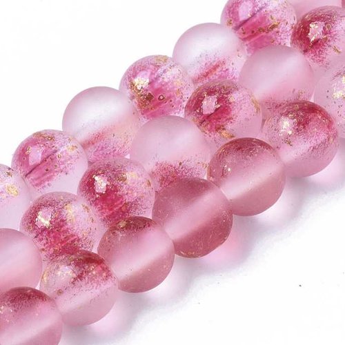 20 perles en verre givré - 6 mm - bicolores - blanc mat / rouge - rondes - transparentes - perles givrées - verre dépoli (pgv06bbr)