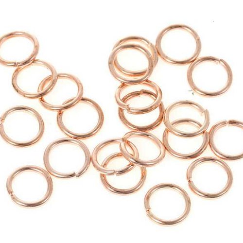 100 anneaux simples ouverts - 7 mm - doré rose - anneaux de jonction - rond  (aro07dr)