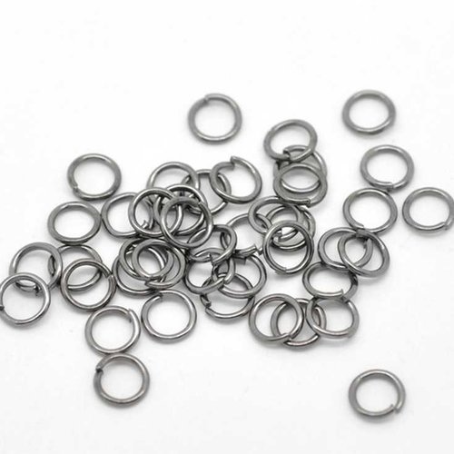 100 anneaux simples ouverts - 7 mm - gunmetal - anneaux de jonction - rond  (aro07gm)