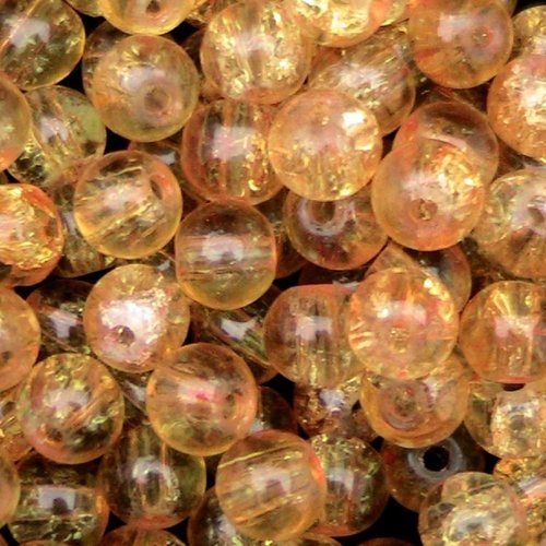 20 perles en verre craquelé - 6 mm - rose pêche, saumon - perles craquelées - rondes (pcv06rop)