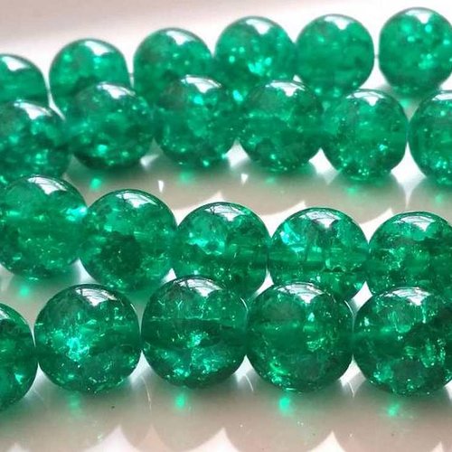 20 perles en verre craquelé - 6 mm - vert de mer - turquoise - perles craquelées - rondes (pcv06vdm)