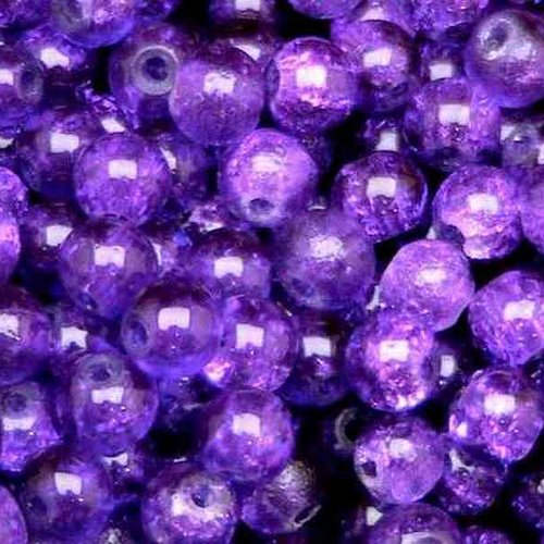 20 perles en verre craquelé - 6 mm - violet - aubergine - pourpre - perles craquelées - rondes (pcv06vi)