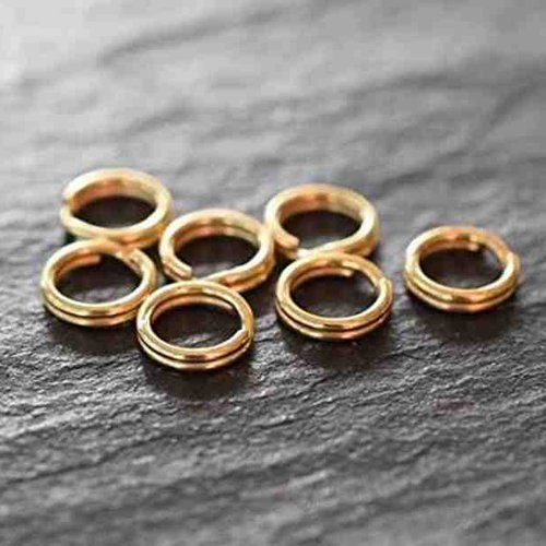 100 anneaux doubles ouverts - 5 mm - doré - anneaux de jonction - ronds (ado05d)