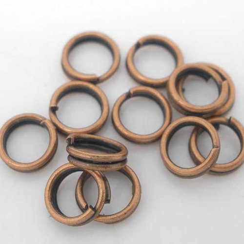 100 anneaux doubles ouverts - 5 mm - couleur cuivre rouge - anneaux de jonction - ronds (ado05cr)