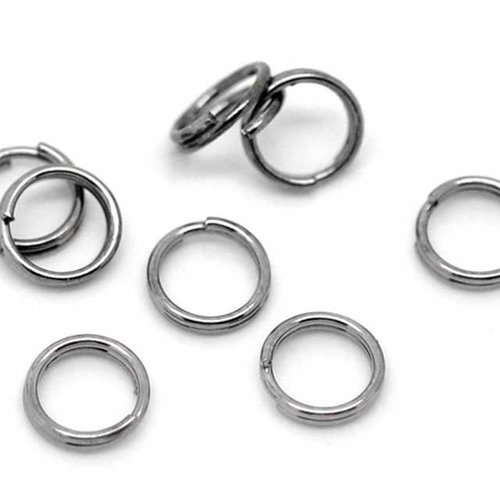 50 anneaux doubles ouverts - 5 mm - gunmetal - anneaux de jonction - ronds (ado05gm)