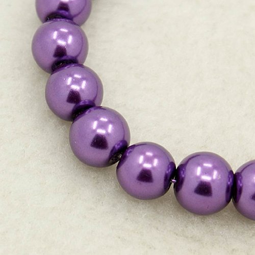 10 perles nacrées en verre - 8 mm - violet améthyste (pnv08am)