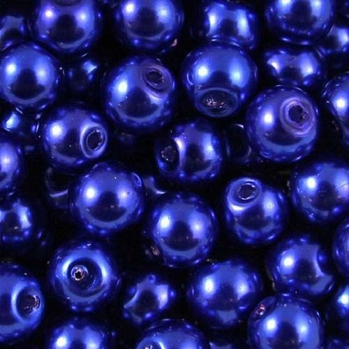 20 perles nacrées en verre - 8 mm - bleu foncé (pnv0blf)