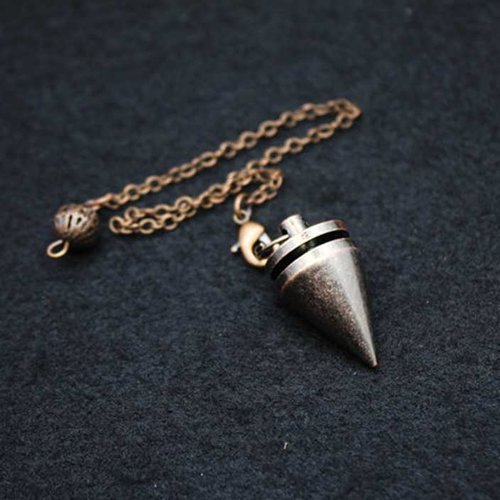 1 pendule / pendentif en métal - triangle / triak - couleur cuivre vieilli - avec chaîne (pm-tr04)