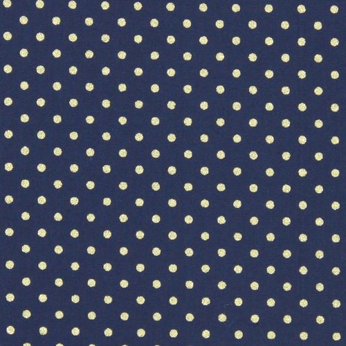 Coupon tissu de noël en 100% coton - 50 x 46 cm - motif "points de noël" - bleu foncé / or (tncbo1)