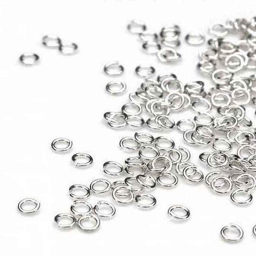 100 anneaux simples ouverts - 3 mm - argenté - anneaux de jonction - ronds (aro03a)