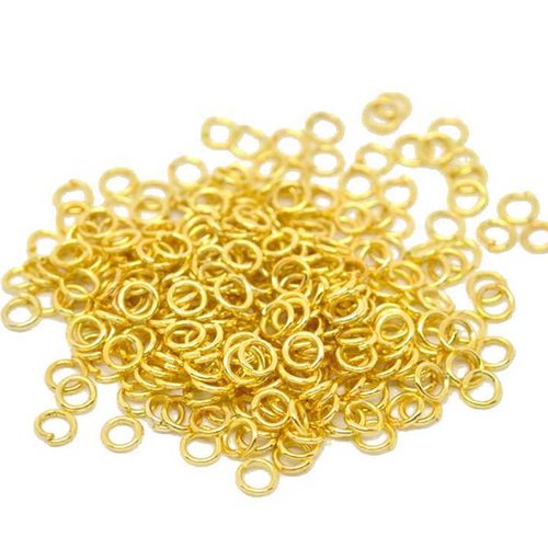 50 anneaux simples ouverts - 3 mm - doré - anneaux de jonction - ronds (aro03d)