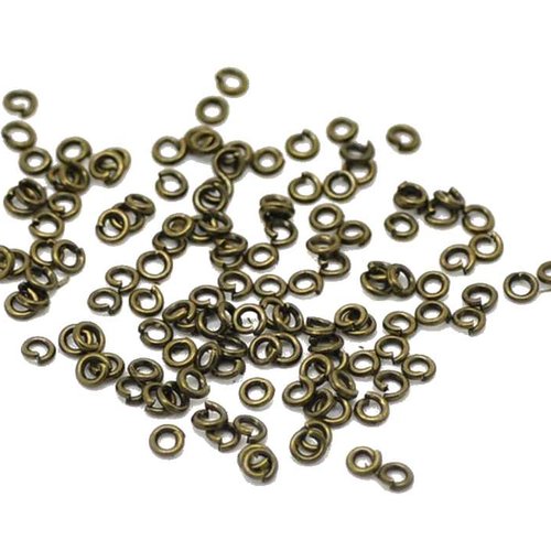 100 anneaux simples ouverts - 3 mm - couleur bronze - anneaux de jonction - ronds (aro03ba)