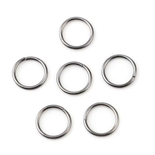 50 anneaux simples ouverts - 10 mm - couleur gunmetal - noir anthracite - anneaux de jonction - ronds (aro10gm)