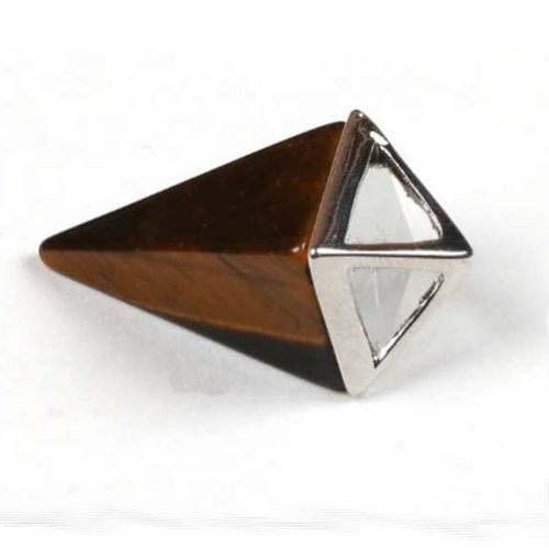 1 pendule / pendentif en oeil de tigre - pyramide allongée - sans chaîne (pp-ot03)