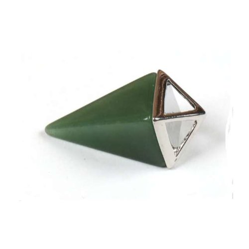 1 pendule / pendentif en aventurine verte - pyramide allongée - sans chaîne (pp-avv03)