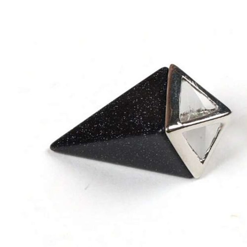 1 pendule / pendentif en goldstone bleu - pyramide allongée - avec sertissage - sans chaîne (pp-gsb02)