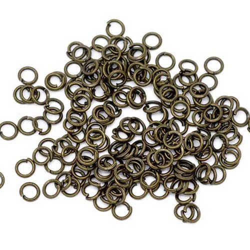100 anneaux simples ouverts - 4 mm - couleur bronze vieilli - anneaux de jonction - ronds (aro04ba)