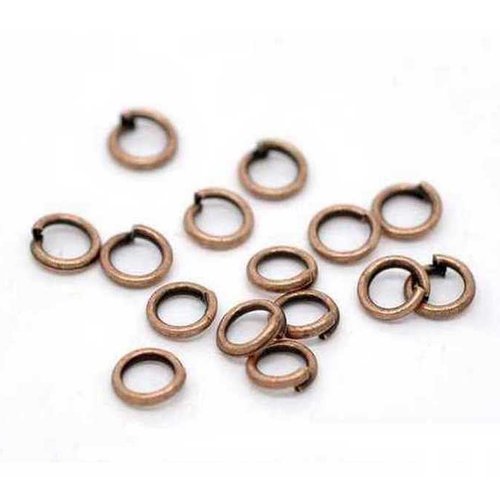 50 anneaux simples ouverts - 4 mm - couleur cuivre rouge - anneaux de jonction - ronds (aro04cr)