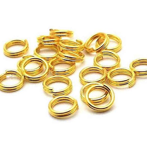 50 anneaux doubles ouverts - 4 mm - doré - anneaux de jonction - ronds (ado04d)