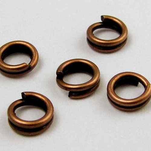 50 anneaux doubles ouverts - 4 mm - couleur cuivre rouge - anneaux de jonction - ronds (ado04cr)