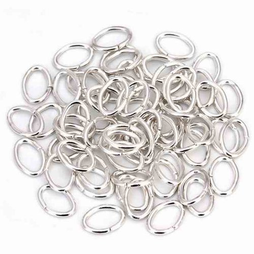 50 anneaux ovales - 4 x 3 mm - argenté - ouverts - anneaux de jonction (aoo04a)