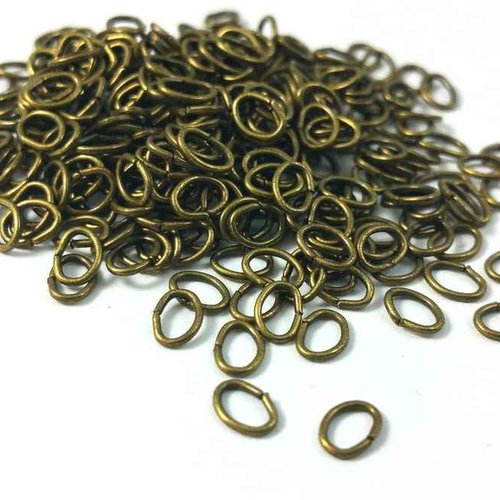 100 anneaux ovales - 4 x 3 mm - couleur bronze vieilli - ouverts - anneaux de jonction (aoo04ba)