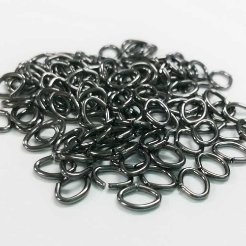 100 anneaux ovales - 4 x 3 mm - couleur gunmetal - noir anthracite - ouverts - anneaux de jonction (aoo04gm)