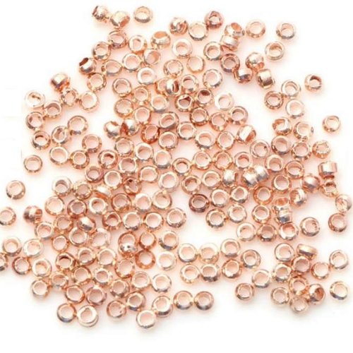 100 perles à écraser - 1.5 mm - couleur doré rose - perles de serrage - à sertir - à coller (pae1.5dr)