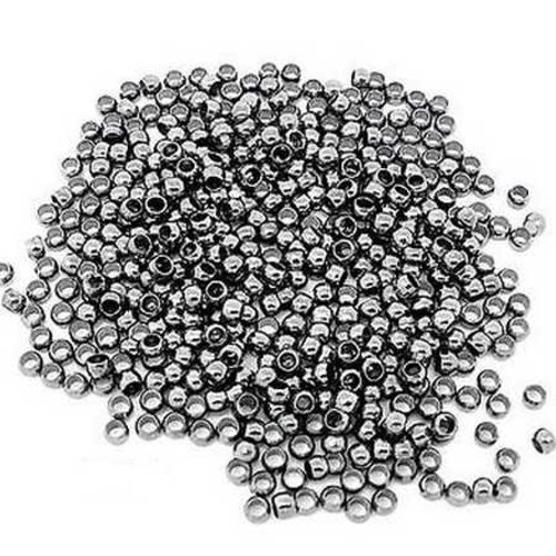 100 perles à écraser - 1.5 mm - couleur gunmetal - noir anthracite - perles de serrage - à sertir - à coller (pae1.5gm)