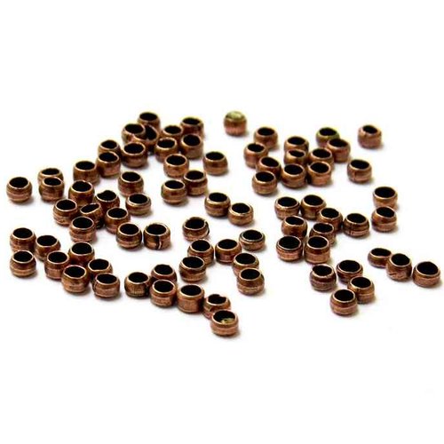 100 perles à écraser - 2 mm - couleur cuivre - perles de serrage - à sertir - à coller (pae02cr)