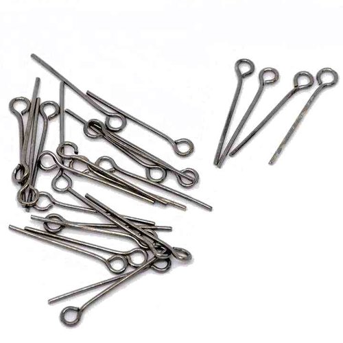 50 tiges à oeil - 14 mm - gunmetal - gris anthracite - clous à oeil - tiges à tête ronde - clous-tiges (cttr14gm)