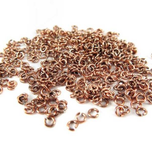 50 anneaux simples ouverts - 3 mm - couleur cuivre vieilli - anneaux de jonction - ronds (aro03cr)