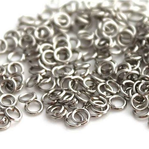 50 anneaux simples ouverts - 4 mm - couleur argent mat - anneaux de jonction - ronds (aro04am)