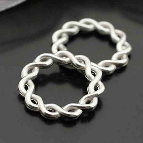 2 anneaux fermés - 20 mm - couleur argent vieiili - tibetan silver - connecteurs fermés - torsadés - en spirale - ronds (acf20ts)